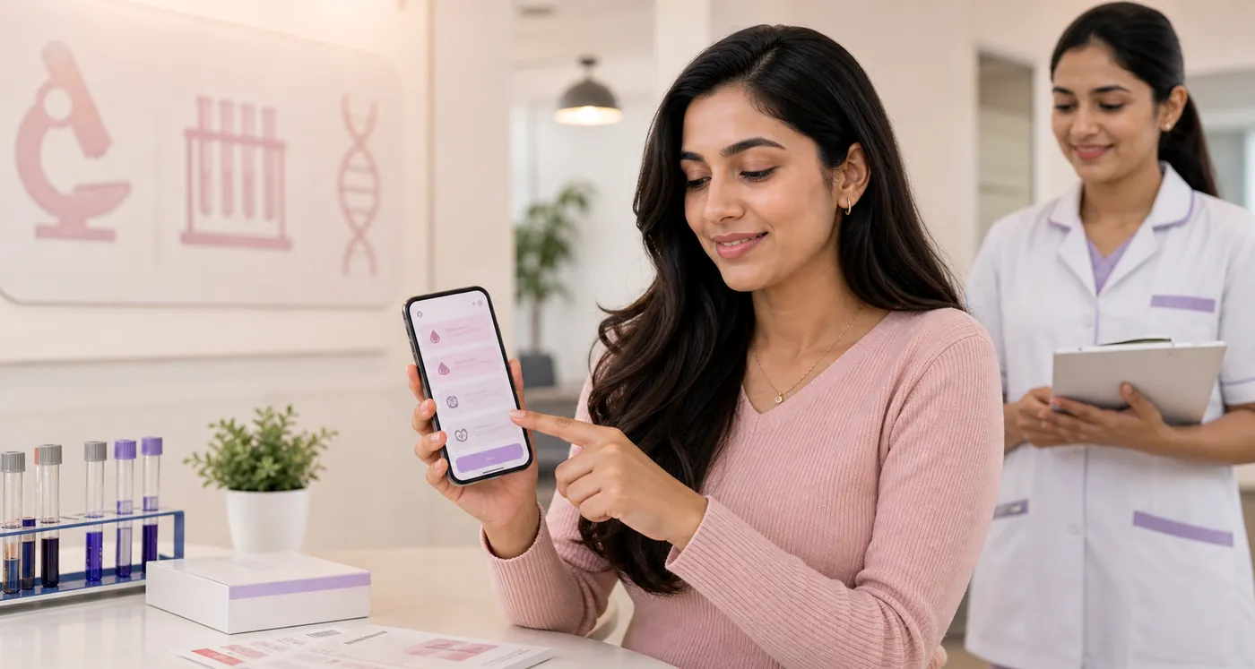 A woman reviewing her care plan with a nurse